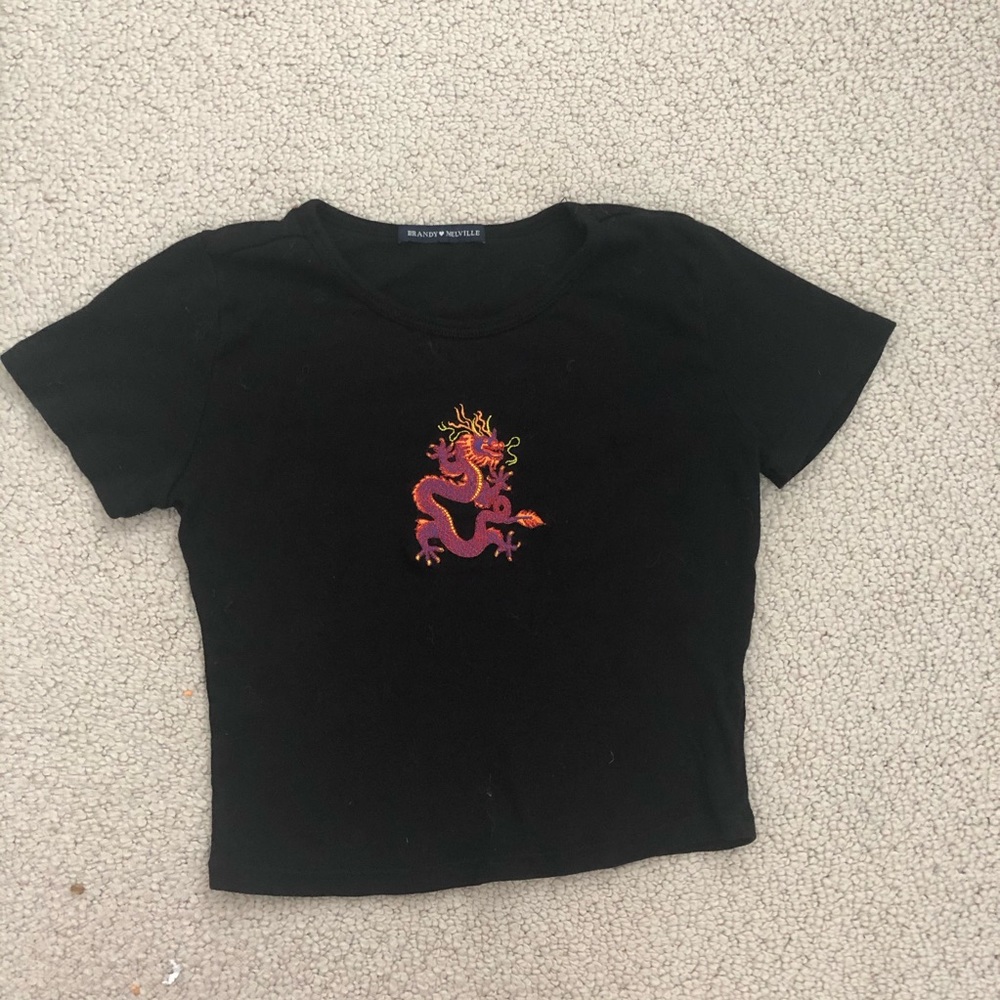 Black cropped brandy t-shirt